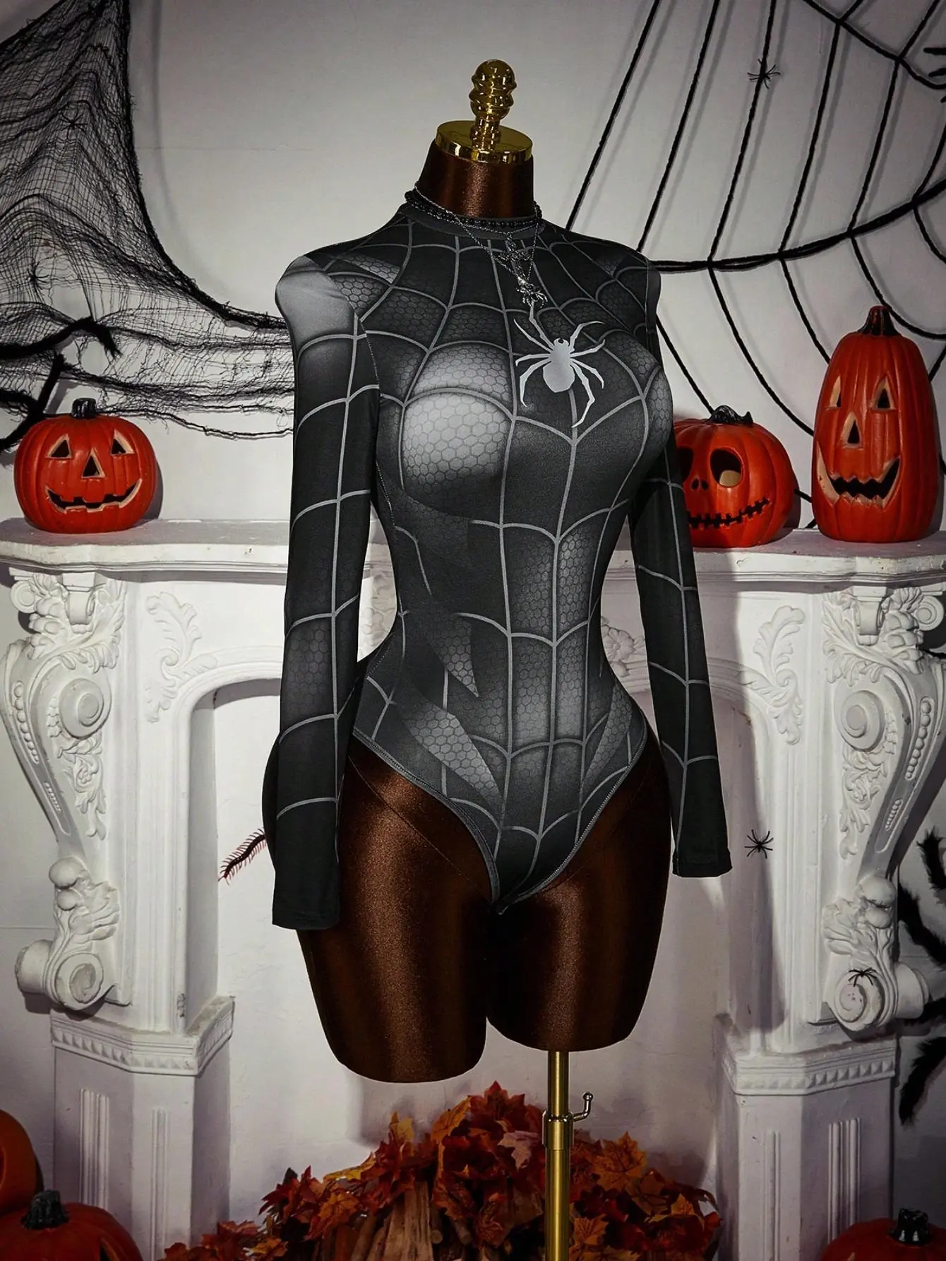 Latest Women's Fashion • Full-Body Printed Bodysuit • with Long Sleeves
