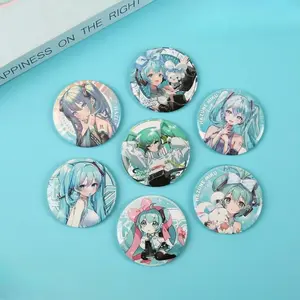7pcs/set Hatsune Miku New Badge Anime Peripheral Cartoon Brooch Kawaii DIY Itbag Clothing Accessories Collectible Gifts 58MM