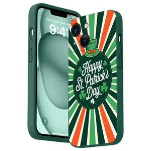 Straight Edge Happy St. Patrick's Day Pattern Phone Case for iPhone 16 15 14 Pro Max 13 12 11 XR XS Plus Shockproof Full Camera Protection Durable slim Silicone Cover