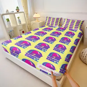 Cyberpunk Style Taco Symbol Graffiti Bed Sheet Set, Includes 2 Coreless Pillowcases, Good Fit, Cool Street Personality Bedding