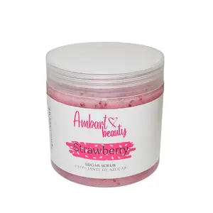 Ambant Beauty Strawberry Sugar Scrub -Exfoliant with Sucrose for Gentle Skin Cell Removal & Rejuvenation - Sweet Strawberry Scented Skincare Product