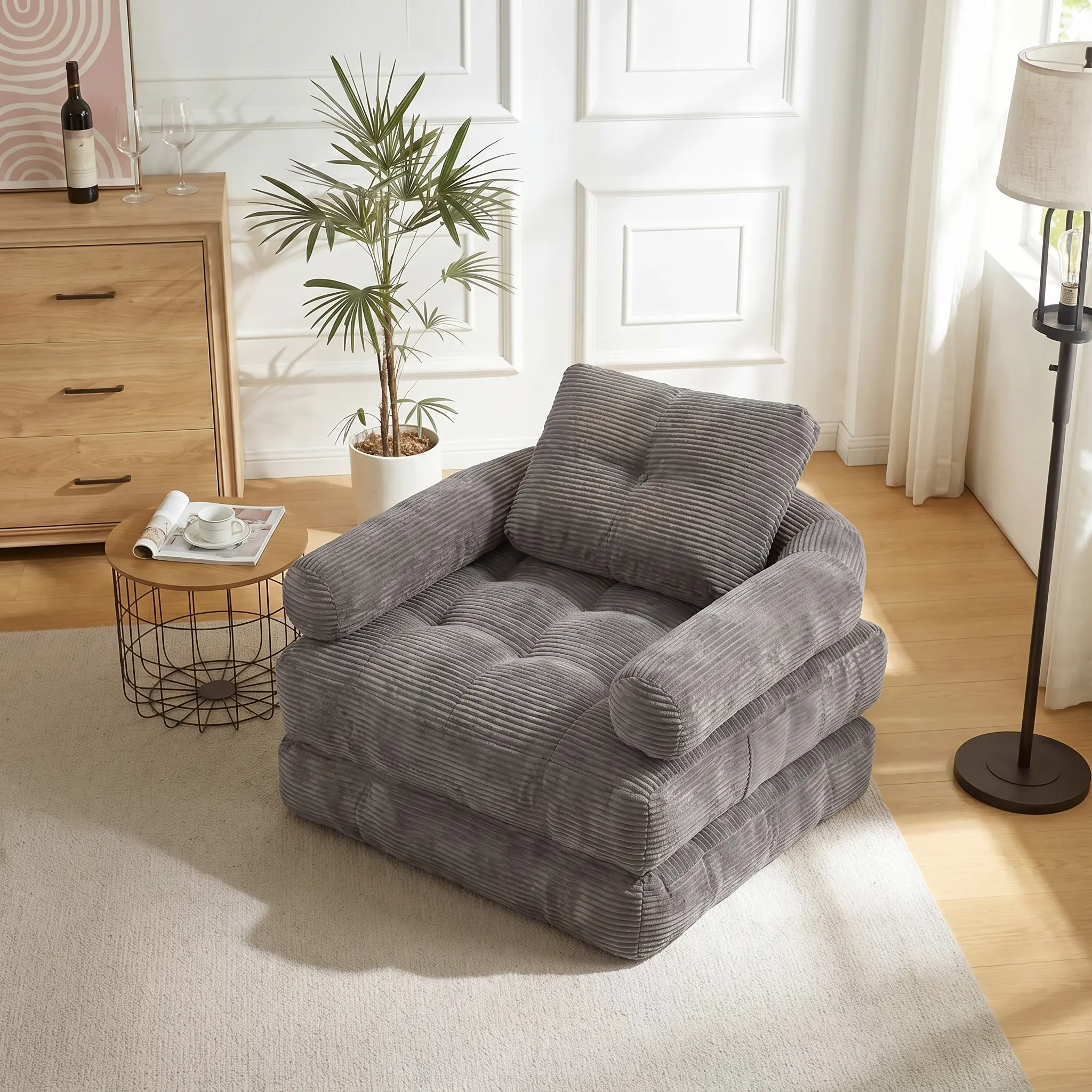 sofas living room Foldable Corduroy Massage Chair, Modern Adjustable Sleeper Futon, Full High-Density Sponge Cloud Couches for Living Room Furniture, Thick Ergonomic Lounge Bed, Oversized Comfy Boneless Sectional Couch for Gaming Reading Napping