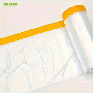 Pre-Taped Masking Film, Clear Plastic Sheeting Plastic Drop Cloths For Painting, Automotive Appliance, Plastic Sheeting Cover For Home Painting