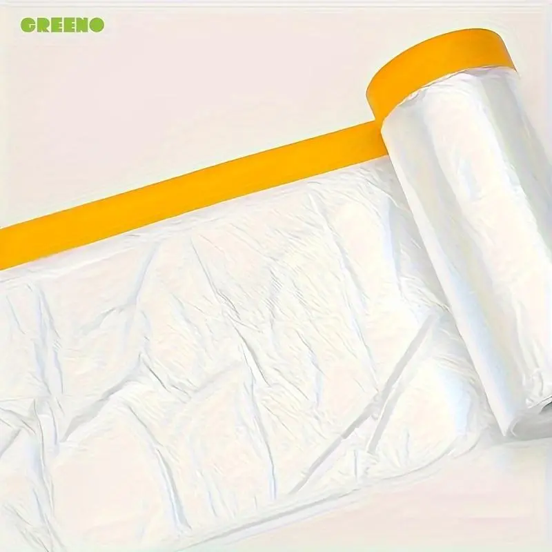 Pre-Taped Masking Film, Clear Plastic Sheeting Plastic Drop Cloths For Painting, Painter, Automotive Appliance, Plastic Sheeting Cover For Home Painting