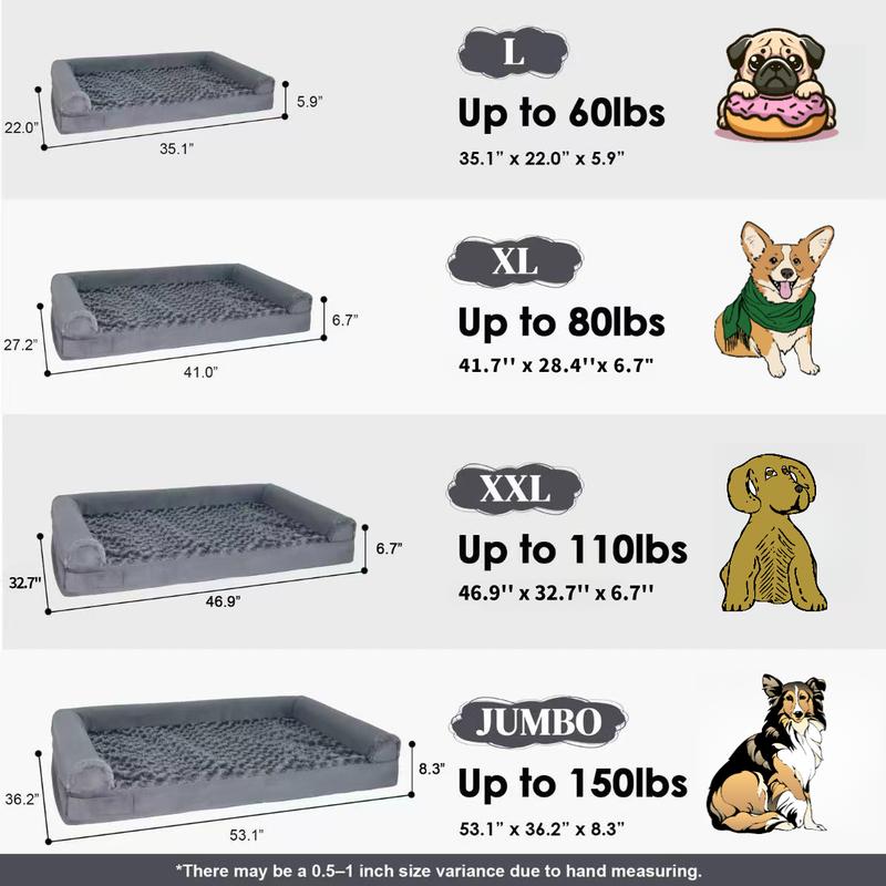 XXXL Warm Waterproof Dog Bed Cozy Pet Lounger for Large Dogs Soft Plush Material Orthopedic Support Removable Cover Non-Slip Bottom Extra Large Size