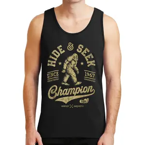 Bigfoot Hide And Seek Champion Funny Sasquatch Retro Vintage Tank Top – Vintage Graphic Sleeveless Tank Top for Men and Women