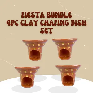 4Pc Mexican Clay Chafing Dish Bracero Anafre de Barro
