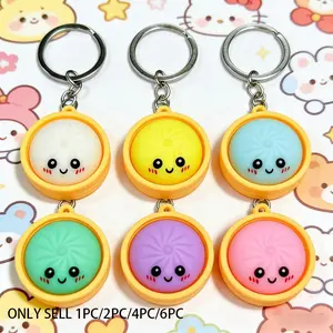 Mini Shiny Dumpling Keychain, Colorful Cute Soft Silicone Stress Relief Toy, Fun Food Shape Pendant, Perfect for Parties and Gifts