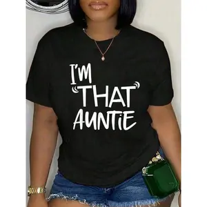 Cotton I'That Auntie Funny Best Aunt Tee-Shirt Women's Summer Plus Size Classic Soft Crew Neck Tee Tops% Comfortable CottonLoose And Comfortable