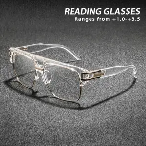 Men's Metal Plastic Combination Frame Bifocal Glasses, High-End Retro Casual Style, Fashionable Reading Glasses, Stylish Eyewear