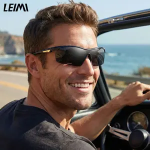 Aluminum Sports Cycling Sunglasses for Men Driving Polarized Semi Rimless Goggles with HD Lens for Outdoor Windproof Sun Protection UV Glare Blocking Ideal for Active Use