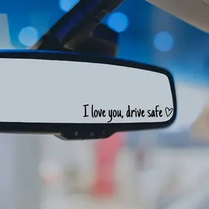 2-pcs I Love You, Drive Safe  Rearview Mirror Sticker, Car Mirror Decal, Waterproof Vinyl Sticker, Rear View Mirror Vinyl Decal, Drive Safe Decal