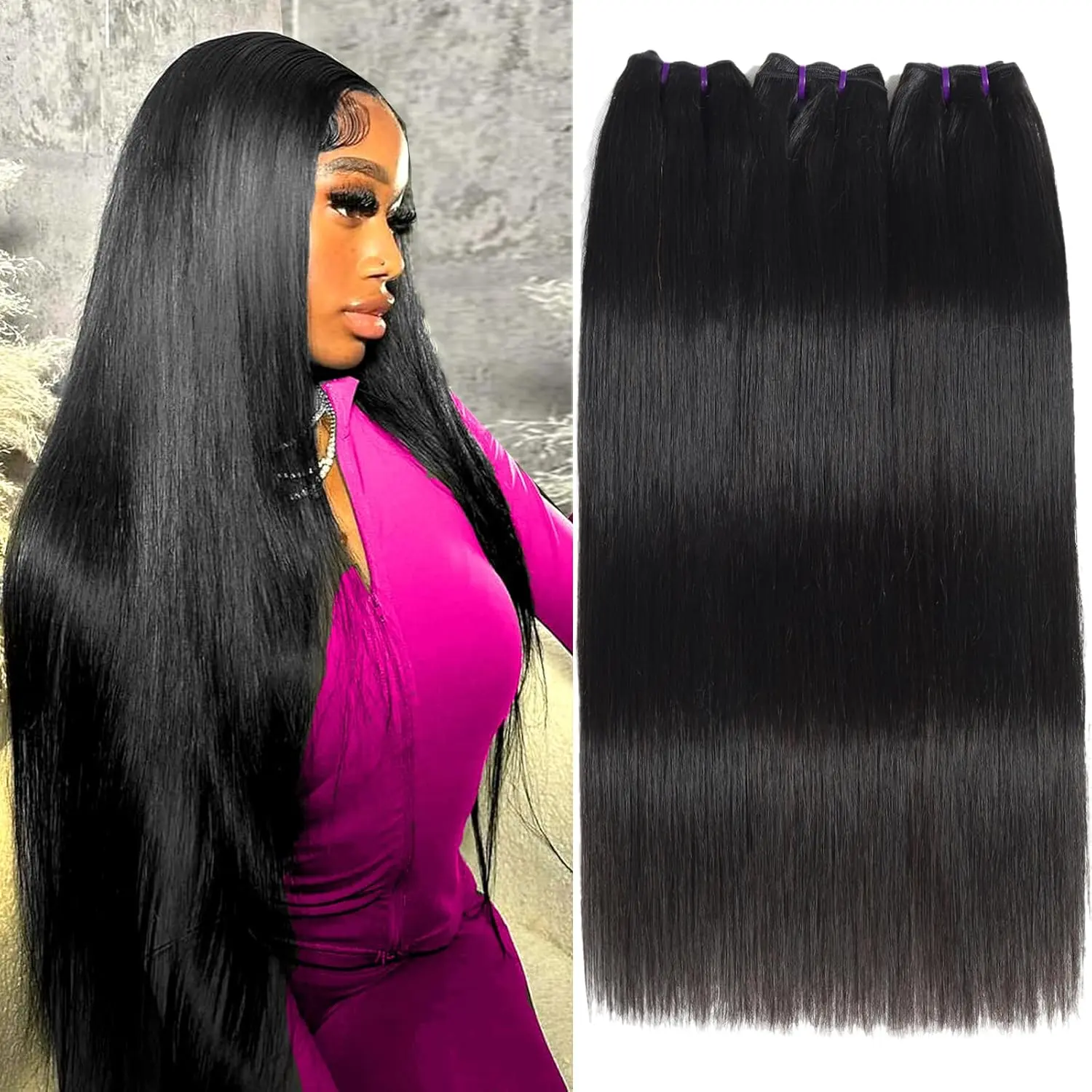 Brazilian Human Hair  Straight (18 18 18 Inch) 16A Grade  Unprocessed Virgin Weave 3  Straight Thick Remy Hair Extensions for Women  Color