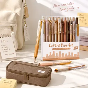 【Buy 2 Get Gift】Four Candies Rose Series Aesthetic Gel Pens with pencil case,0.5mm Fine Point Smooth Writing,Cute Girly Kawaii Desk Accessories,Planner & Journal Pens,Black Pink Ink,Nurse & Student Essentials,Back to School Haul,Office & School Supplies