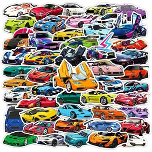 50PCS Super car Stickers for Adult, Racing Car Sticker, Color Waterproof Sports Car Decals, Cool Stickers Suitable for Water Bottles, Laptops, Skateboard,Helmet