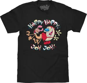 Ren and Stimpy Happy Happy Joy Joy T-Shirt - Black