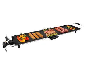 35" Grill with Drip Tray - 1400W Aluminum Plate, Nonstick Coating, Detachable Thermostat, Perfect for Family Barbecues