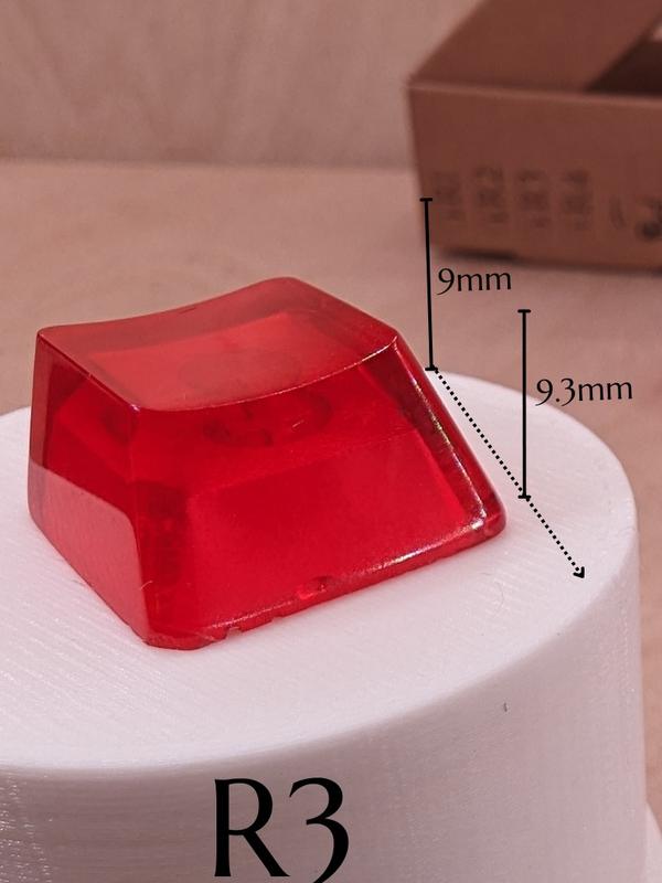 ResinKeyWorks Red Blank 1U Accent Keycaps, Transparent Hand Polished Resin OEM Caps with MX stems