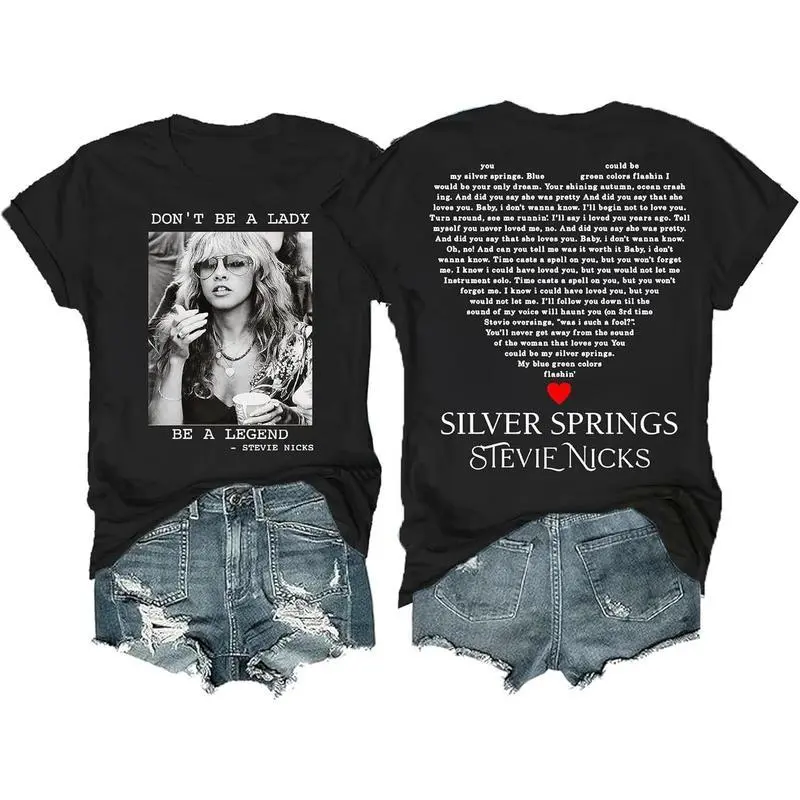FEEGO Silver Springs Funny Graphic Tee Don't Be A Lady Be A Legend Shirt I Was Stevie Nick's Inspired Design Women's T-Shirt