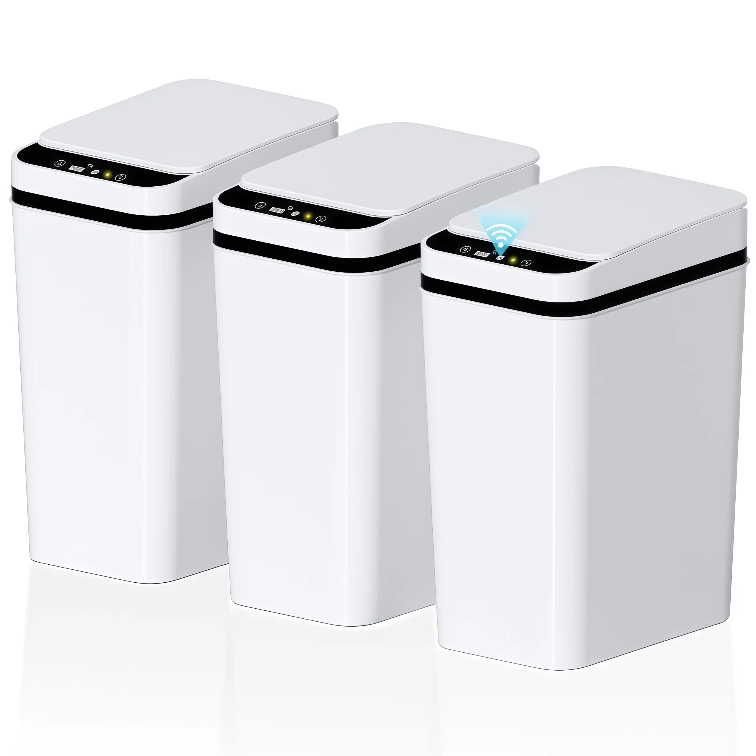 1 Pack Touchless Automatic Garbage Can with Lid - 2.2 Gal Slim Waterproof ABS Plastic Smart Trash Bin, Small Waste Container for Bathroom, Kitchen (Trash Cans for Kitchen Included) & Home Supplies Use