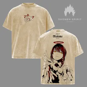 Makima Chainsaw Man Washed T-Shirt – Double Sided Vintage Anime Streetwear Tee  Oversized Unisex Graphic Shirt | Control Devil Inspired Fashion Apparel