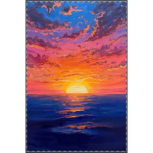 Vibrant Sunset Over Ocean Satin Poster | Colorful Sunset Wall Art