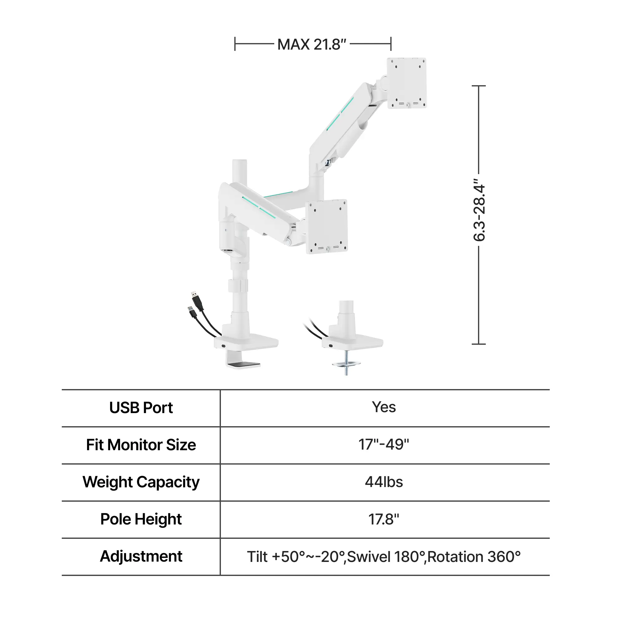 Dual Pole Stand White (USB)