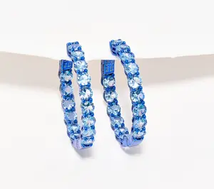 Diamonique x Jennifer Miller Pave Ecoat Hoop Earrings, Sterling Silver