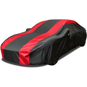 Car Cover Waterproof All Weather Protection with Red Stripe Design, Universal Fit Ford Mustang, Chevrolet Camaro, Toyota Camry, Honda Accord Civic, Nissan Altima,Tesla Model 3