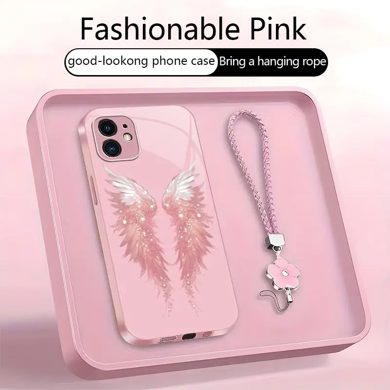 Suitable for [iPhone 11 ] Women's high-end  phone case，includes a free four-leaf clover lanyard featuring a premium, minimalist design; enjoy free shipping when you buy now！YM99