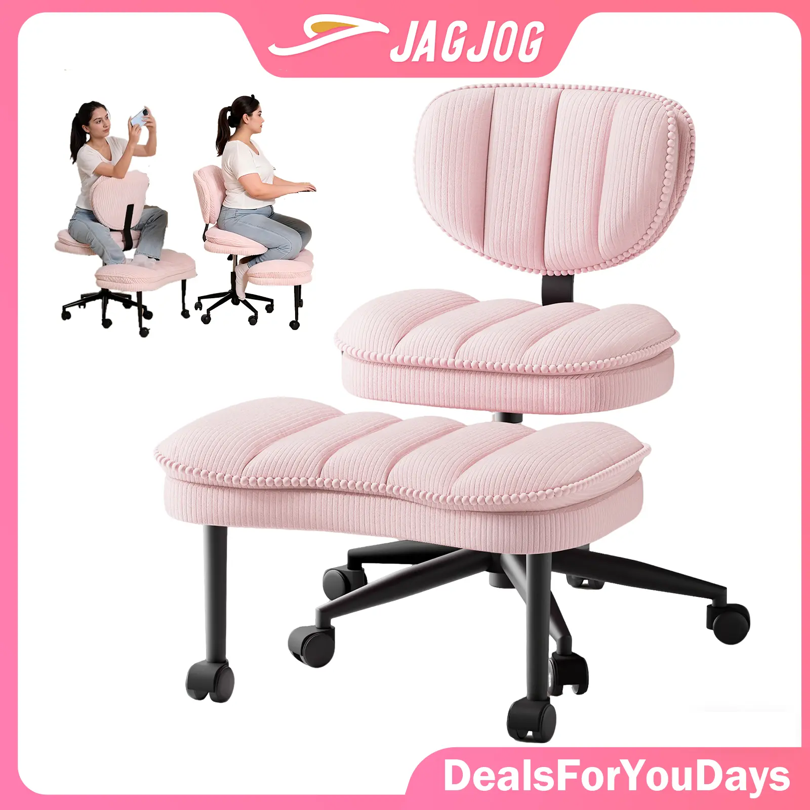 【DealsForYouDays】Extra-Wide Plus-Size Cross-Legged Chair – Meditation & Yoga-Friendly, Plush Corduroy Seat, 360° Swivel & Ergonomic Support for Office & Relaxation