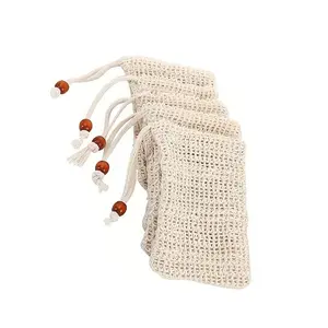 Exfoliating Soap Bar Saver Pouch, 5pcs/set Facial Cleaning Soap Foaming Net Bag with Drawstring, Shower Cleaning Sponge Bag, Loofah Scrub, Exfoliating Net Sponges, Exfoliating Mesh Sponge