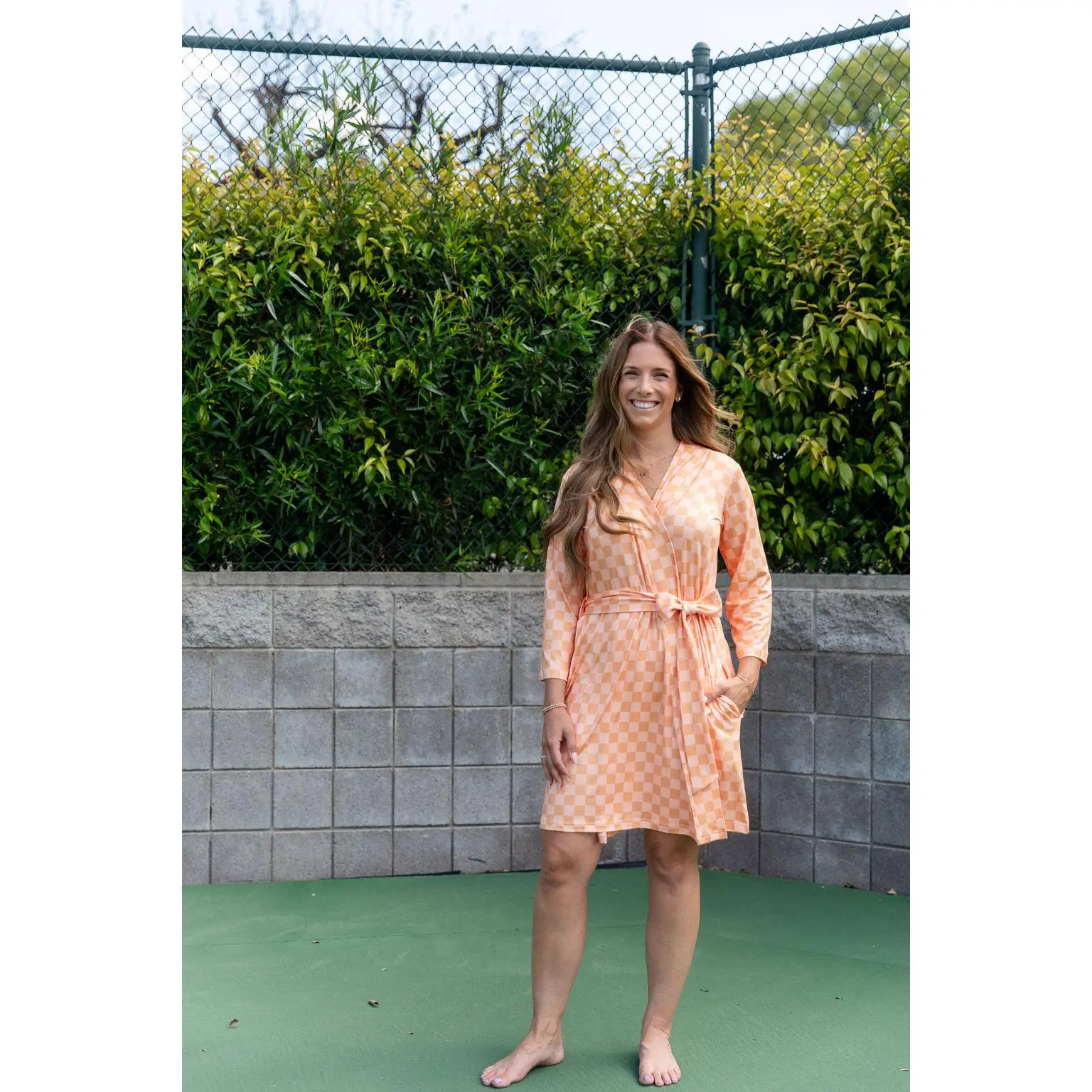 ORANGE + PEACH CHECKER | WOMEN'S ROBE