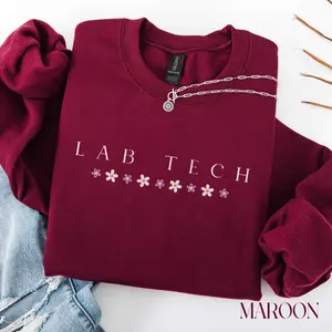 Lab Tech Crewneck T-Shirt Or Sweatshirt: Floral Design, Lab Technician Gift