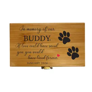 Bamboo Pet Urn Box Personalized | Pet Cremation Urn | Dog Cat Ashes Keepsake | Sympathy Gift for Loss of Pets | In Memory Of Our