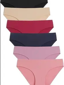 Caterlove Women's Seamless Underwear No Show Stretch Bikini Panties Silky Invisible Hipster 6 Pack