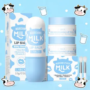 LAIKOU Milk Nourishing Lip Mask & Lip Balm, Nourishing, Hydrating & Moisturizing Lip Care Set to Reduce Lip Lines, Lip Treatments