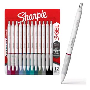 Sharpie S-Gel Pens, Fashion Barrel Gel Pens, Pearl White Body, Medium (0.7mm) Point, Bold Ink Colors, 12 Count