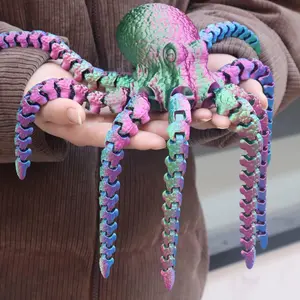 3D Printed Octopus Figurine, 1 Count Colorful Joint Movable Octopus Statue, Home Decor Ornament, Creative Modern Decoration for Living Room Bedroom Party, Interior Decoration Accessories