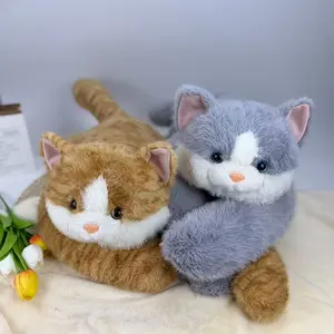 Plush Cat Pillow with Weighted Paws, Soft Mink-Like Fabric, Realistic Small Cat Stuffed Animal, Comfortable and Secure Hug, Soft Cuddly Gift