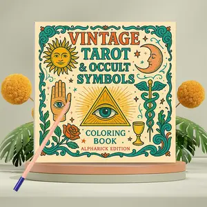 Vintage Tarot & Magic Symbols Coloring Book,  1 Count  Creative Coloring & Doodle Art Notebook, Arts & Crafts Easels for Adults & Teens, Durable Drawing Pad