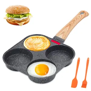 4-Cup Egg Pan Nonstick, Healthy Aluminum Omelette Pan, Breakfast Omelette Skillet for Fried Eggs Cooker, Pancakes, Suitable for Gas Stove & Induction Cookware
