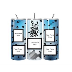 Custom Life is Better with Cats Tumbler – Add 5 Photos and Pets Name!