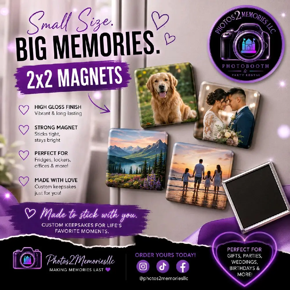 Custom 2x2 Fridge Photo Magnet