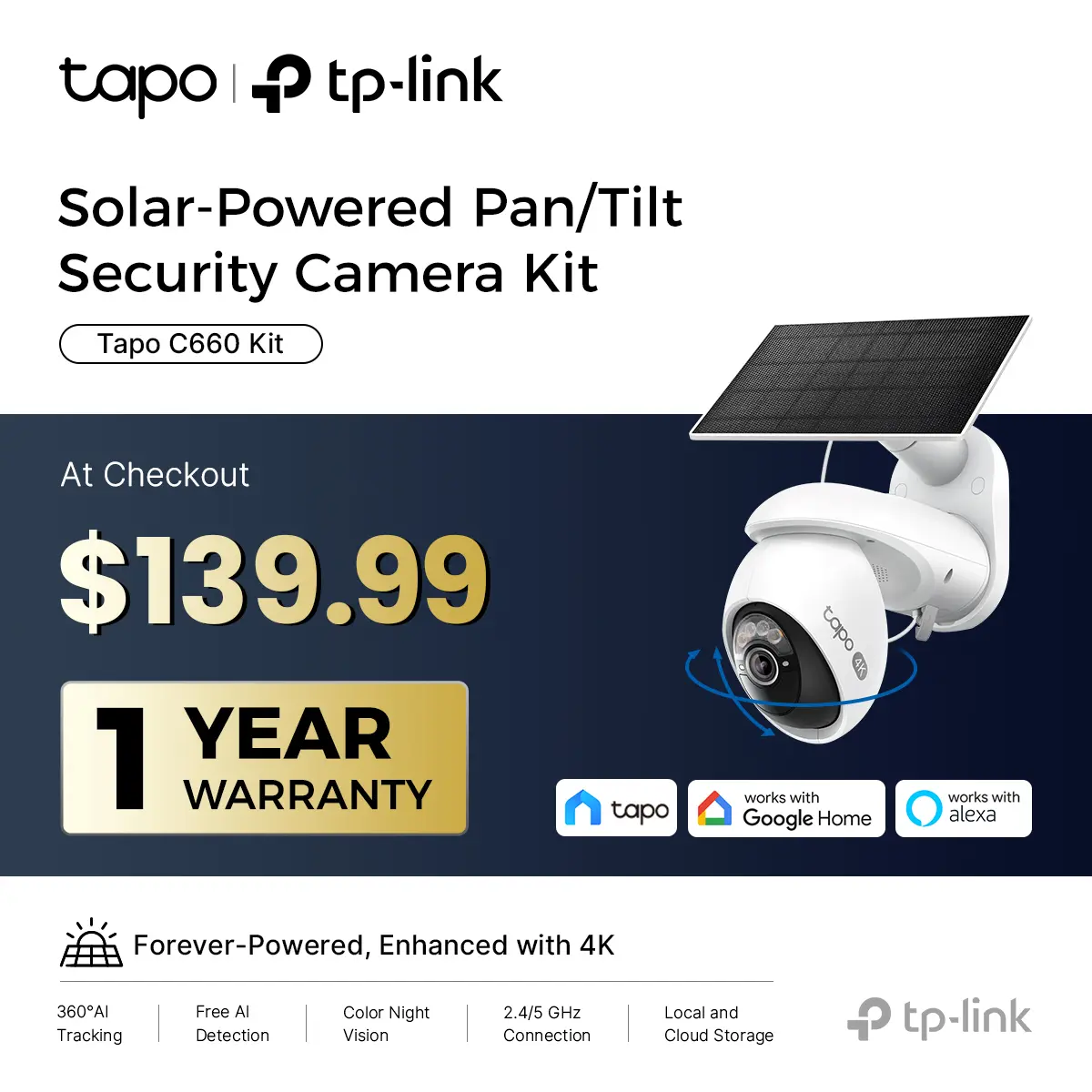 TP-Link & Tapo C660 KiT 4K Solar Security｜360° AI Tracking｜Starlight Color Night Vision｜Free Local Storage｜No Wires  #SummerWins #DealsForYouDays