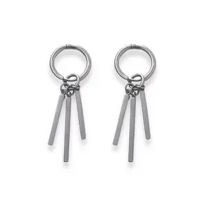 Metal Bar Dangle Drop Earrings for Men Women Punk Hip Hop Unisex Style