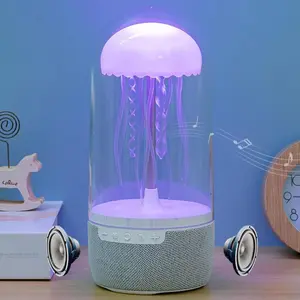 Jellyfish Bluetooth Speaker with LED Mood Lamp, Jellyfish Night Light with Eight Colors Lights, Floating Jellyfish Lamp, Portable Speaker Mood Night Light Electric Jellyfish Bedside Lamp 3D Surround Sound Suitable for Bedroom, Living Room, Study