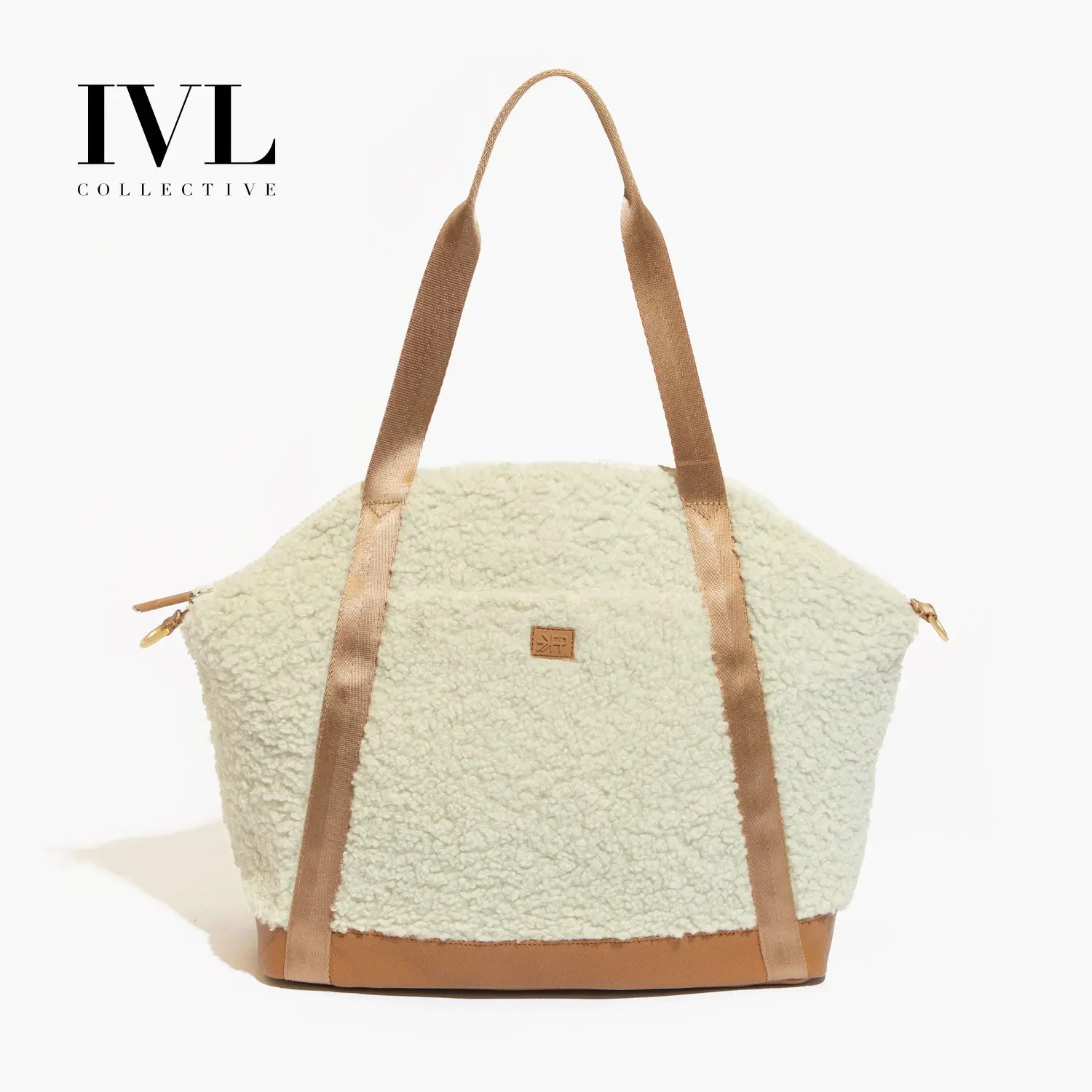 Butterscotch Sherpa Teddy Diaper Bag Tote