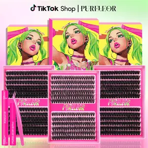 Lash Clusters Kit, DIY Individual Extensions with Lash Bond and Seal, Remover For False Eyelashes, Applicator Tool Kit At Home D Curl Mix 13-20MM (Chose Single Box or Kit from Option)