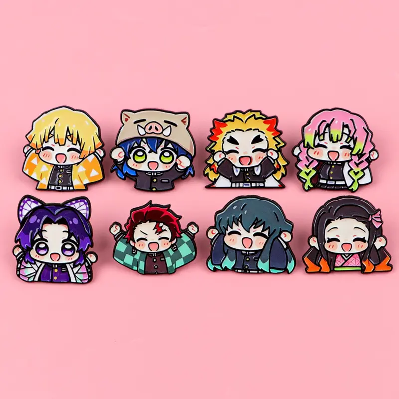 8pcs/set Cute Anime Character Enamel Lapel Pins, Unique Design Zinc Alloy Lapel Brooch Pin Clip, Unisex Fashion Accessories, Perfect Gift for Friends and Colleagues